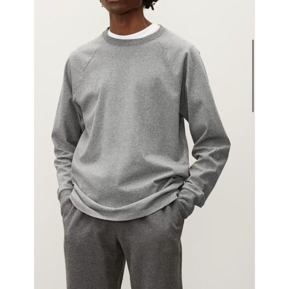Everlane Mens Gray Crew Neck Raglan Long Sleeve Cotton T-Shirt XXL NEW - Picture 1 of 9